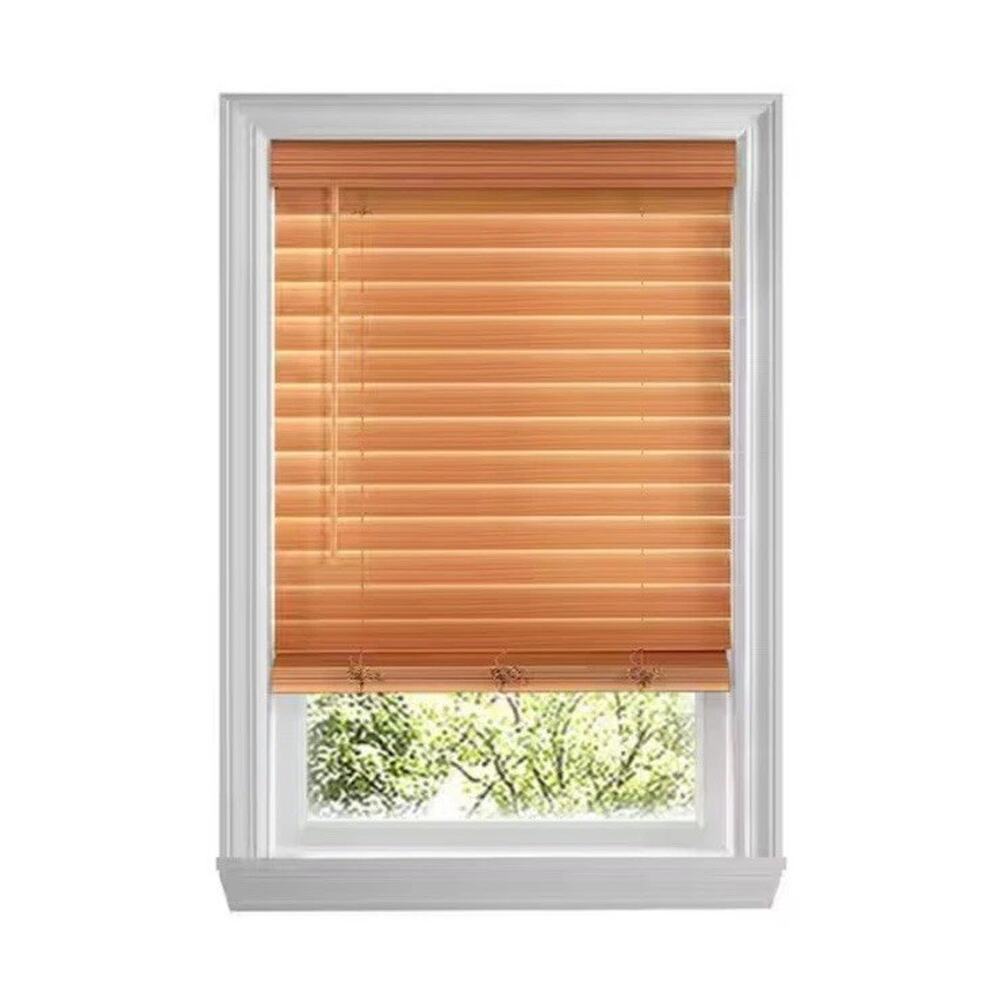 Chestnut Cordless Premium Faux Wood blinds with 2.5 in. Slats 40 in. W x 72 in L